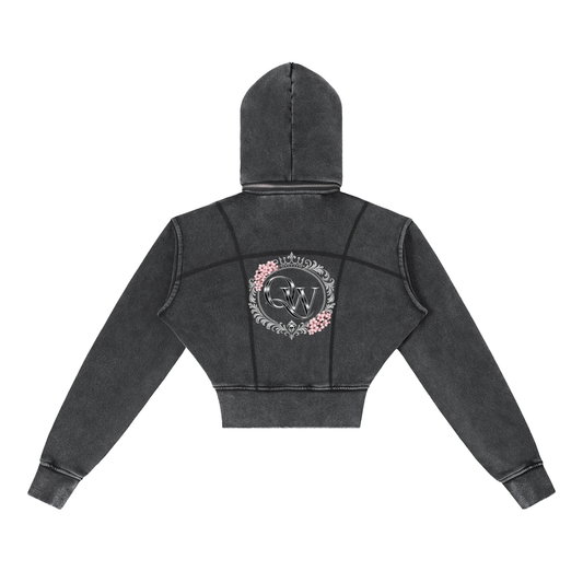 Vintage Washed Cropped Fleece Hoodie