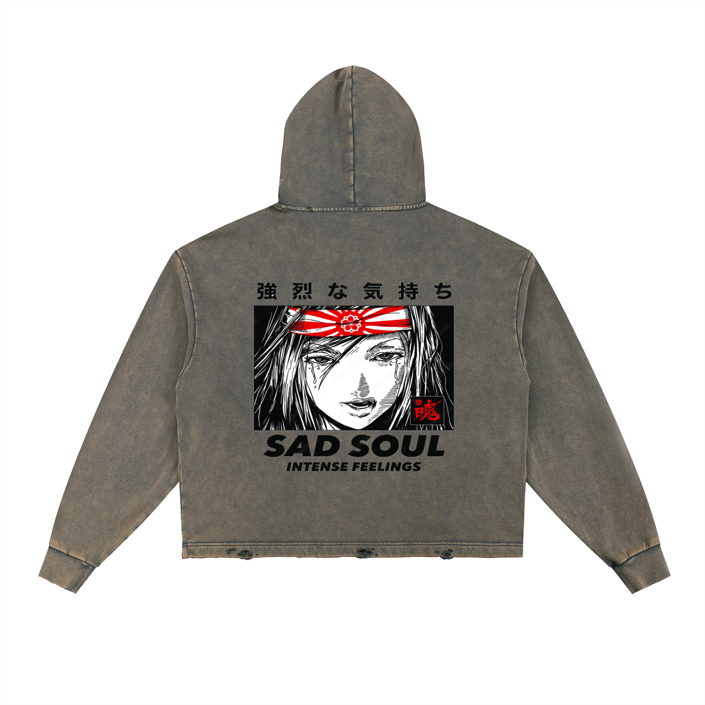 Vintage Washed Frayed-Hem Hoodie