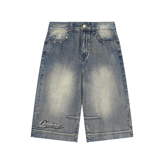 Vintage Wash Baggy Denim Shorts