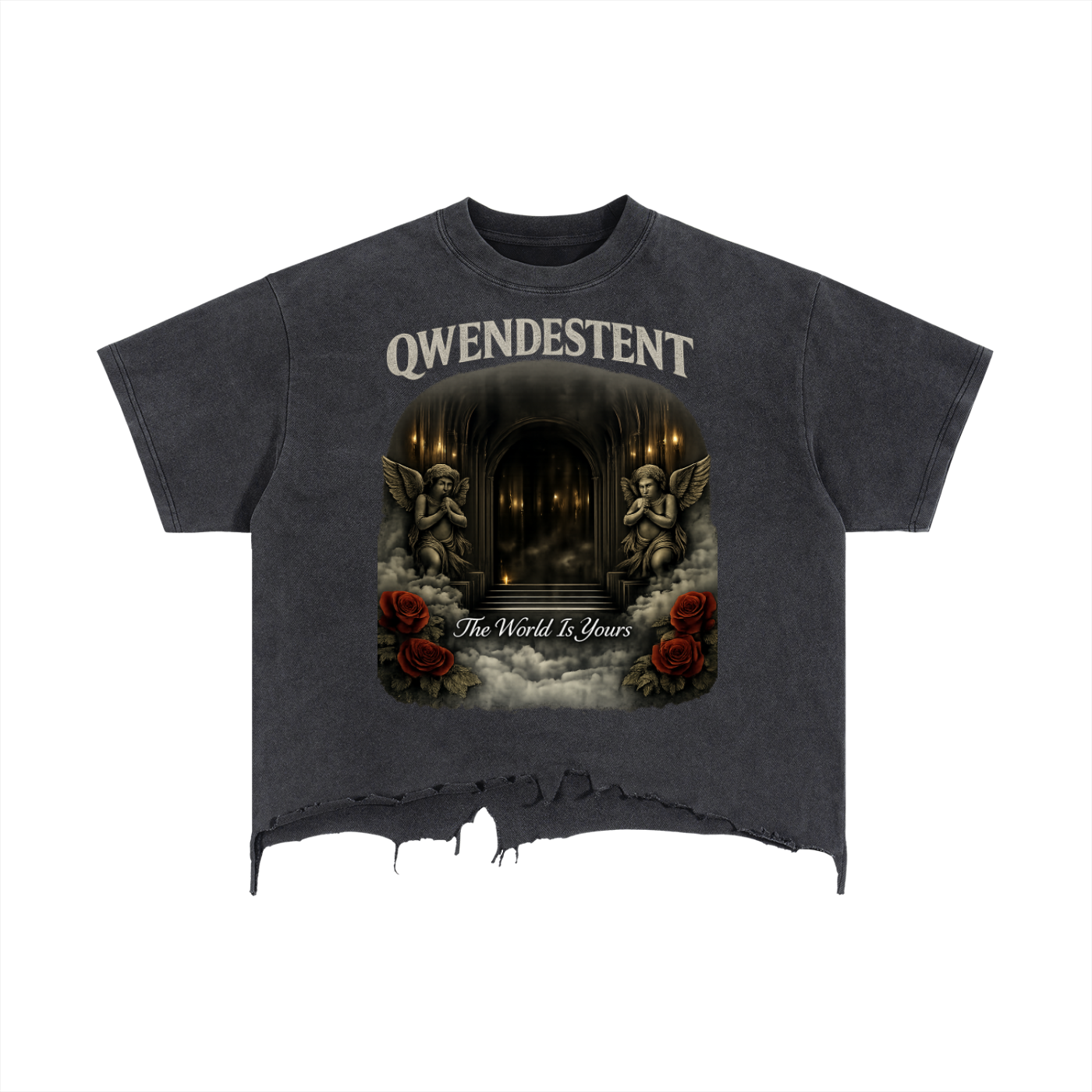 Vintage Wash Boxy Distressed Hem T-Shirt